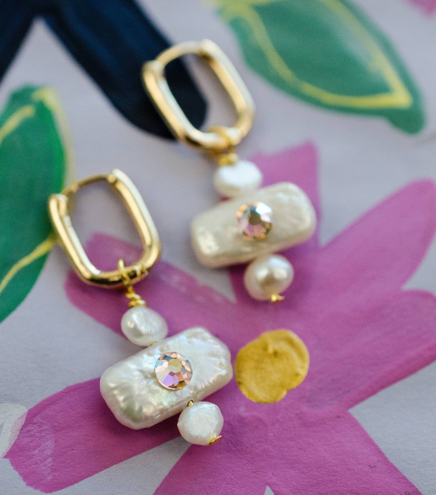 Maris | Rhinestone Pearl Hoop Earrings