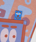 Faces Blue/Brown | Cotton Tea Towel
