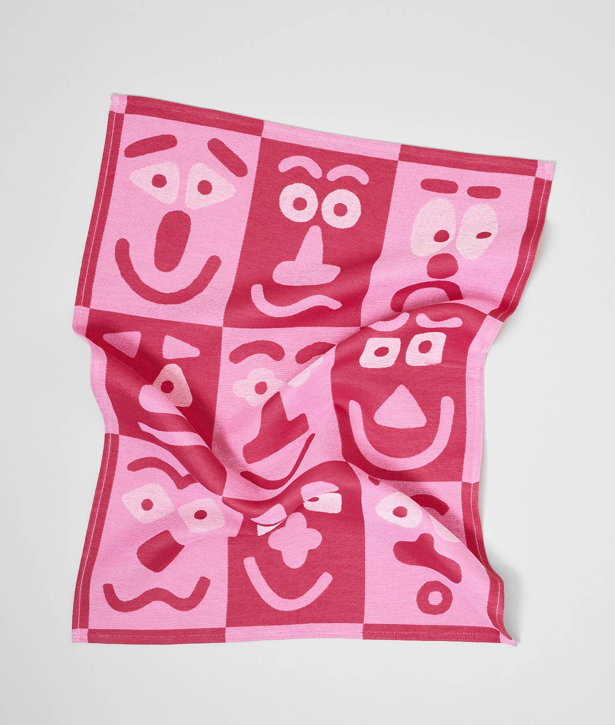 Faces Pink/Maroon | Cotton Tea Towel