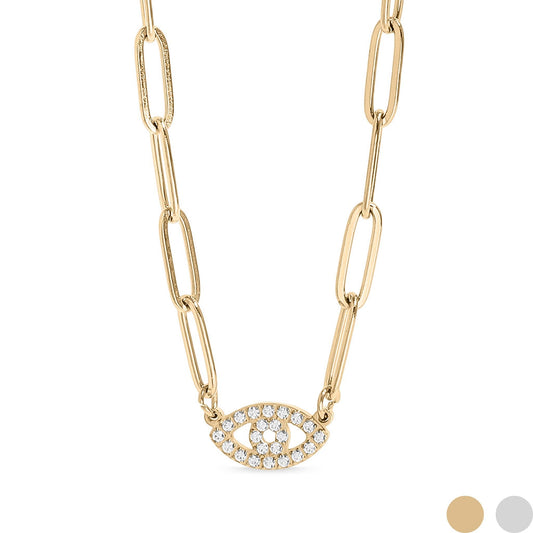Evil Eye Paperclip Necklace | more colours avail
