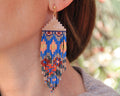 Beaded Huipil Fringe Earrings | Ocean Sunset