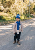 Retro Beanie | Blue & Cream
