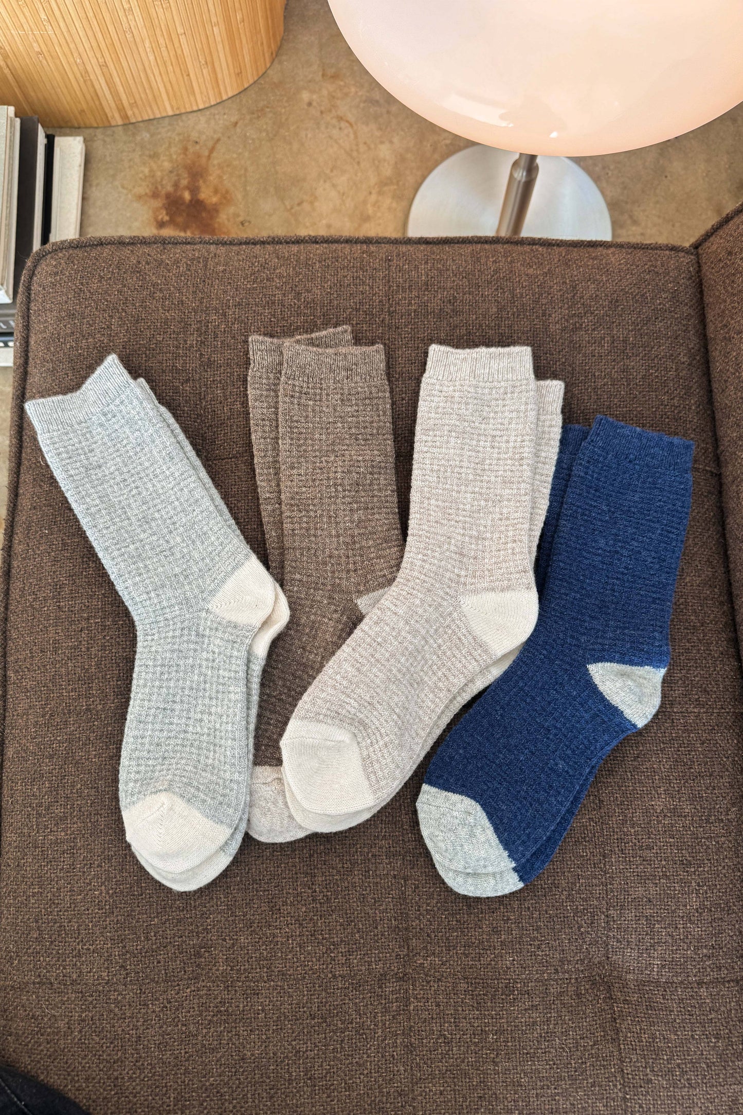 Wool Waffled Socks | Stone Cream