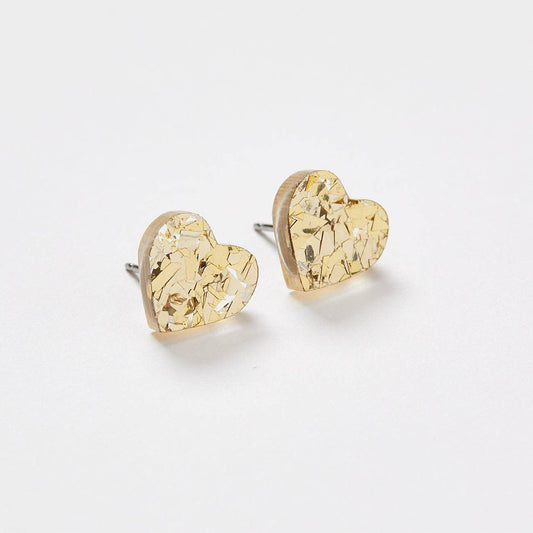 Heart Stud Earrings | Gold