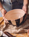 ceramic salad bowl | pink and chocolate brown - 1.5l