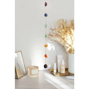 7 Chakra's  Raw Crystal Window Hanging | Gold Tone