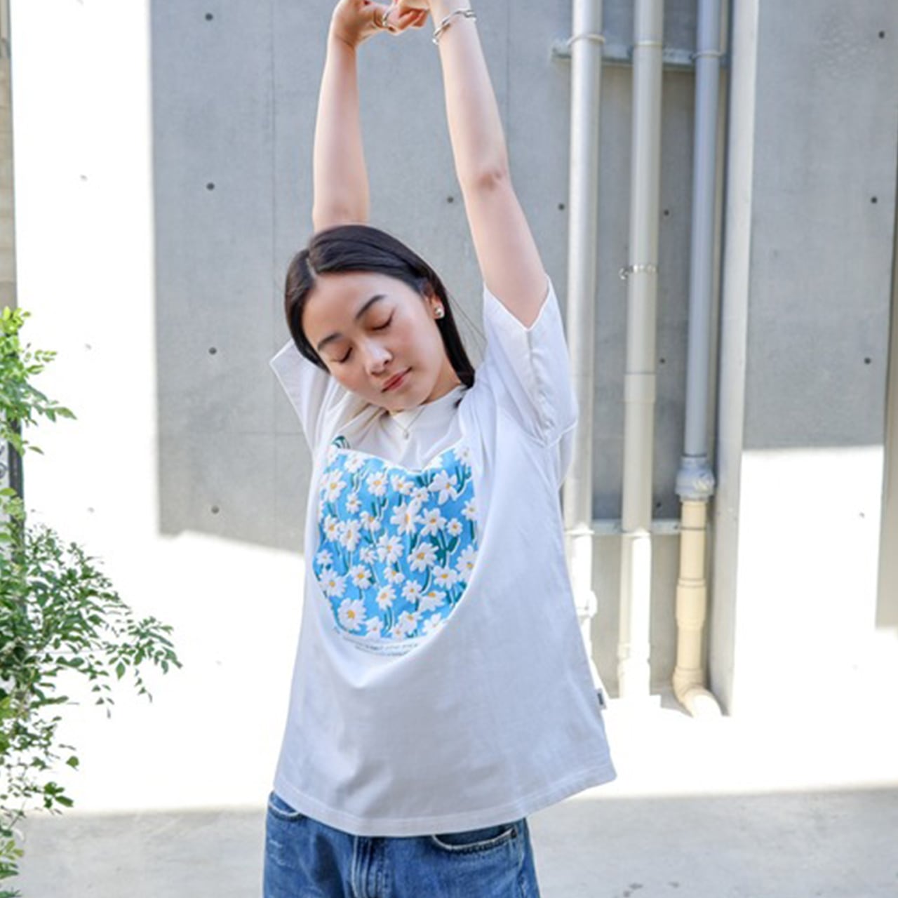 Oversized White T-shirt | Ethereal Floral Print