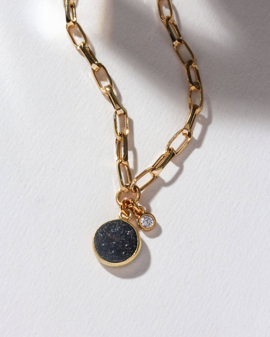 Druzy Obsession Paperclip Chain Necklace