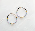 Checked beaded mini hoops
