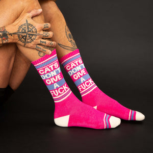 Cats Don't Give A Fuck | Gym Crew Socks