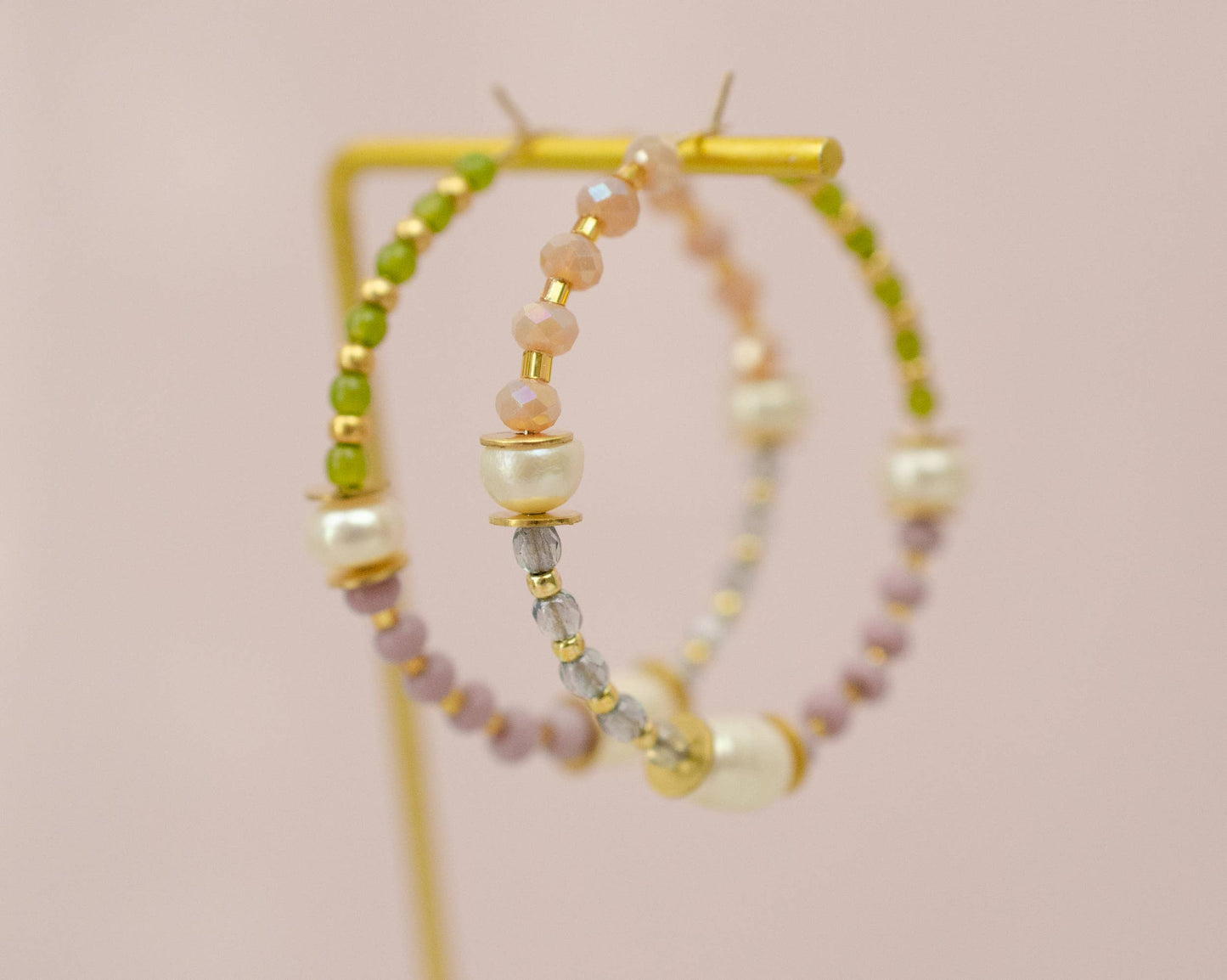 Jules | Pearl and Pastel Beaded Hoops
