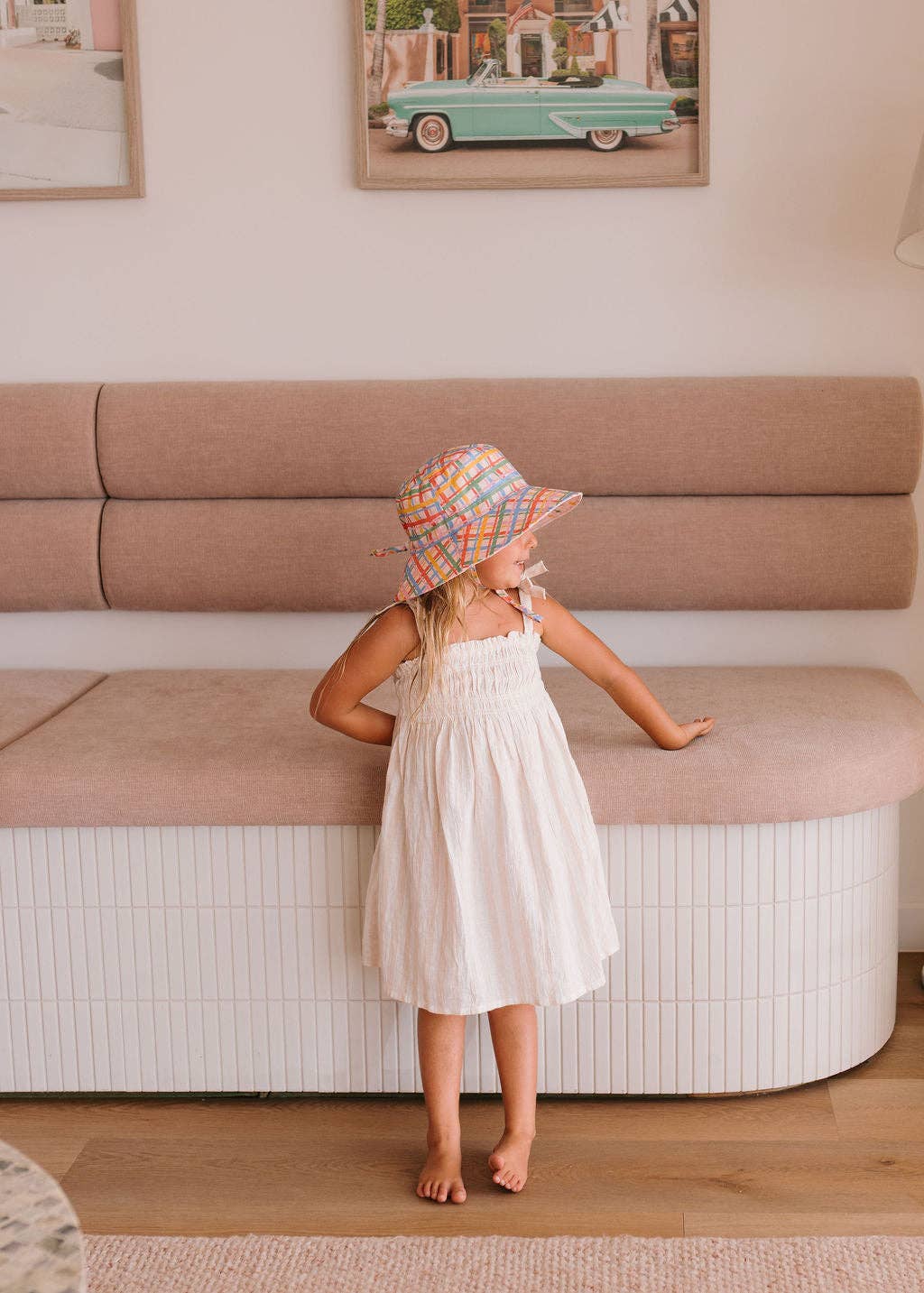 Wide Brim Bucket Hat | Pink Picnic