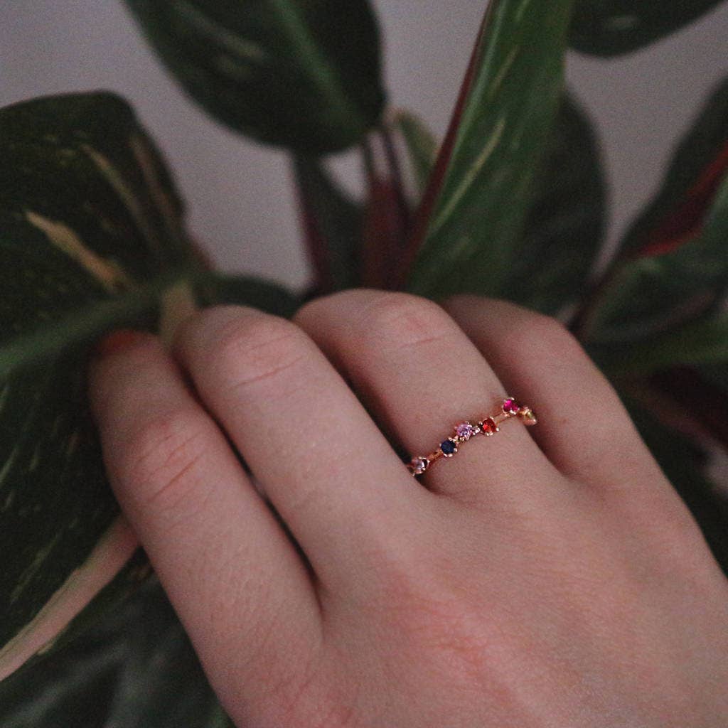 Rainbow Gemstone Garland Ring