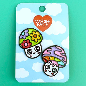 Enamel Pin - Mushroom Duo Set