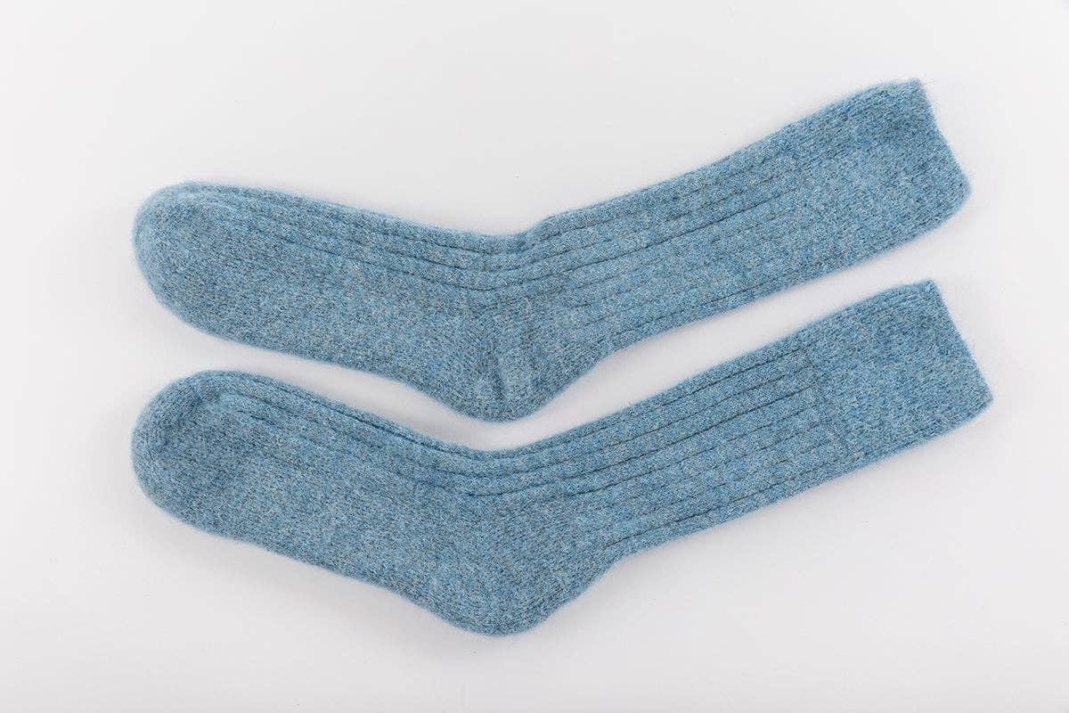 Ultra Soft Alpaca Bed Socks | Blue