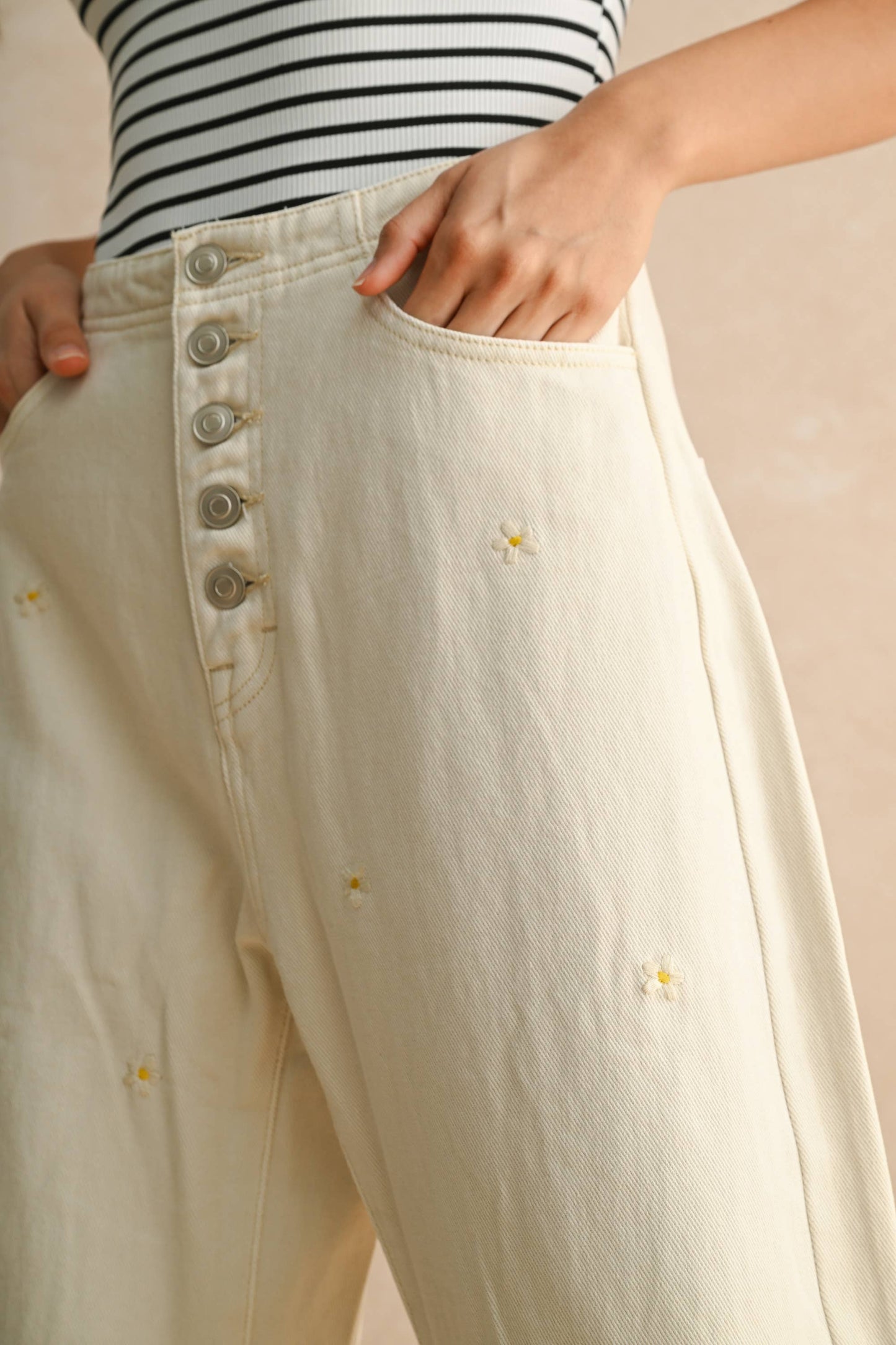 Flower Embroidery Pants