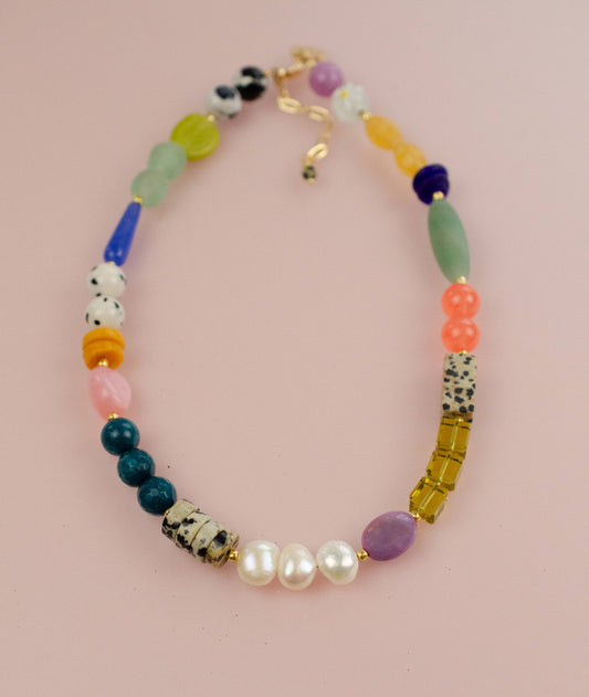Pearl Beaded Necklace | Multicoloured