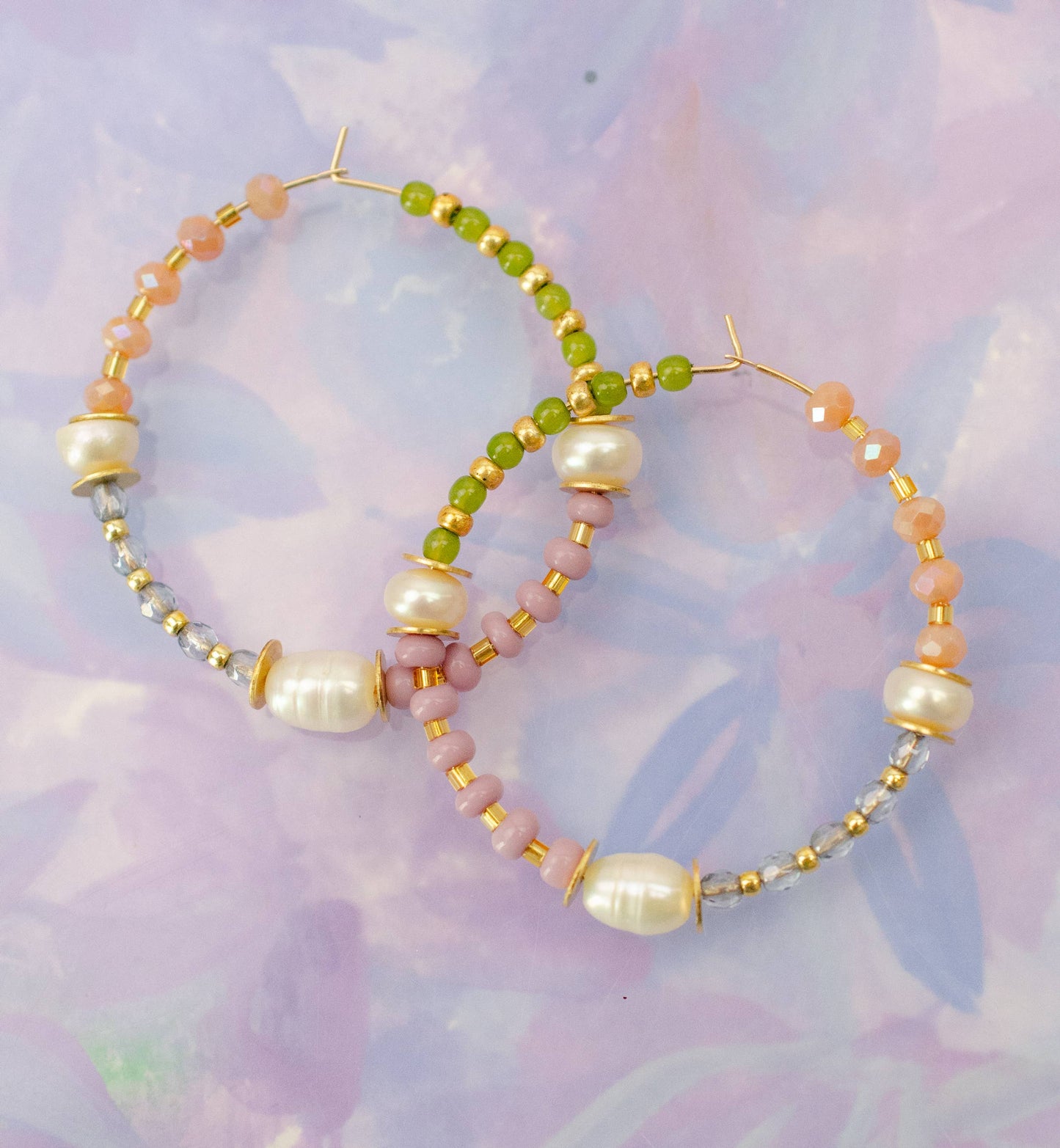Jules | Pearl and Pastel Beaded Hoops