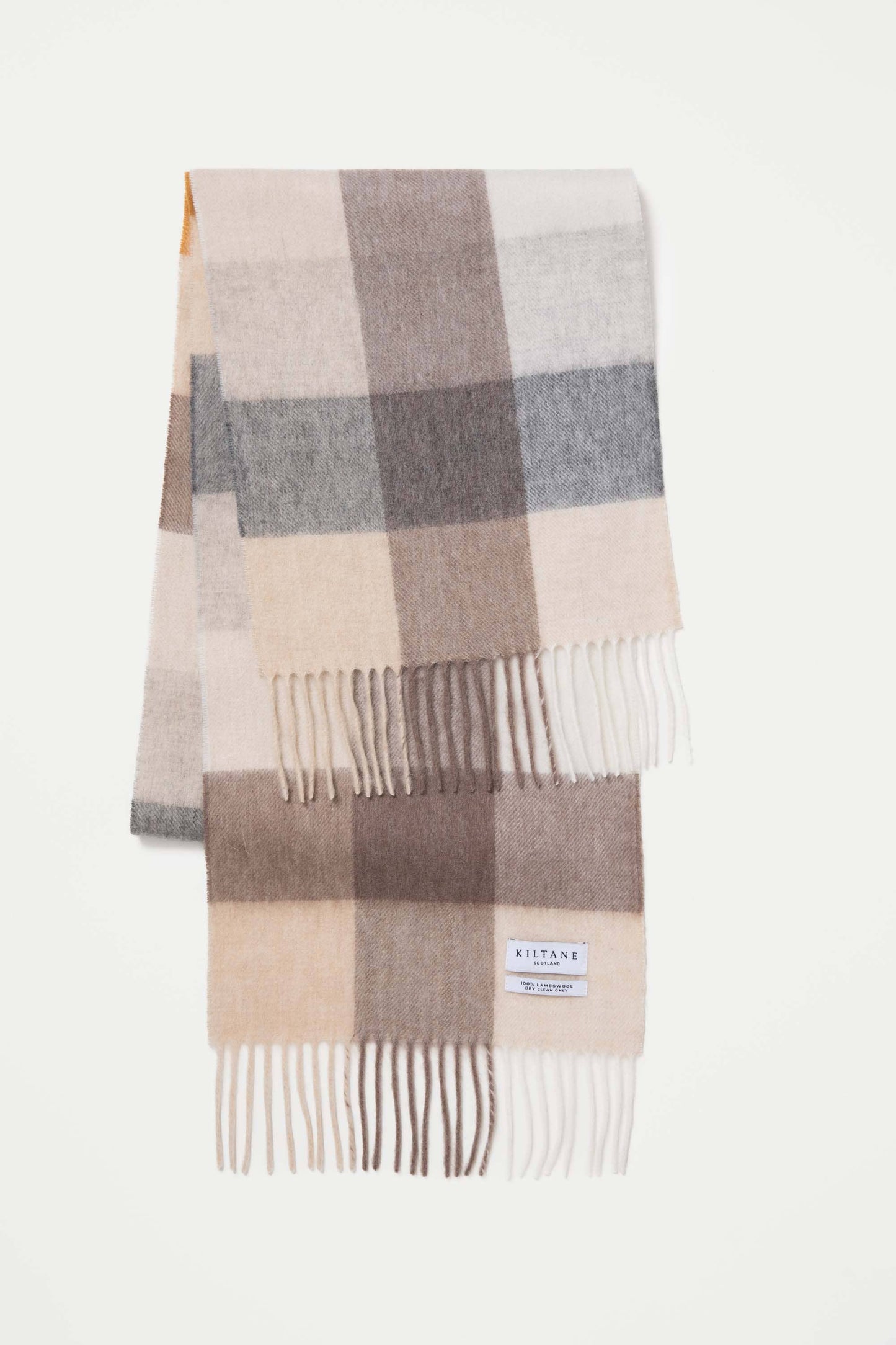 Lambswool Scarf | Gold Square Check