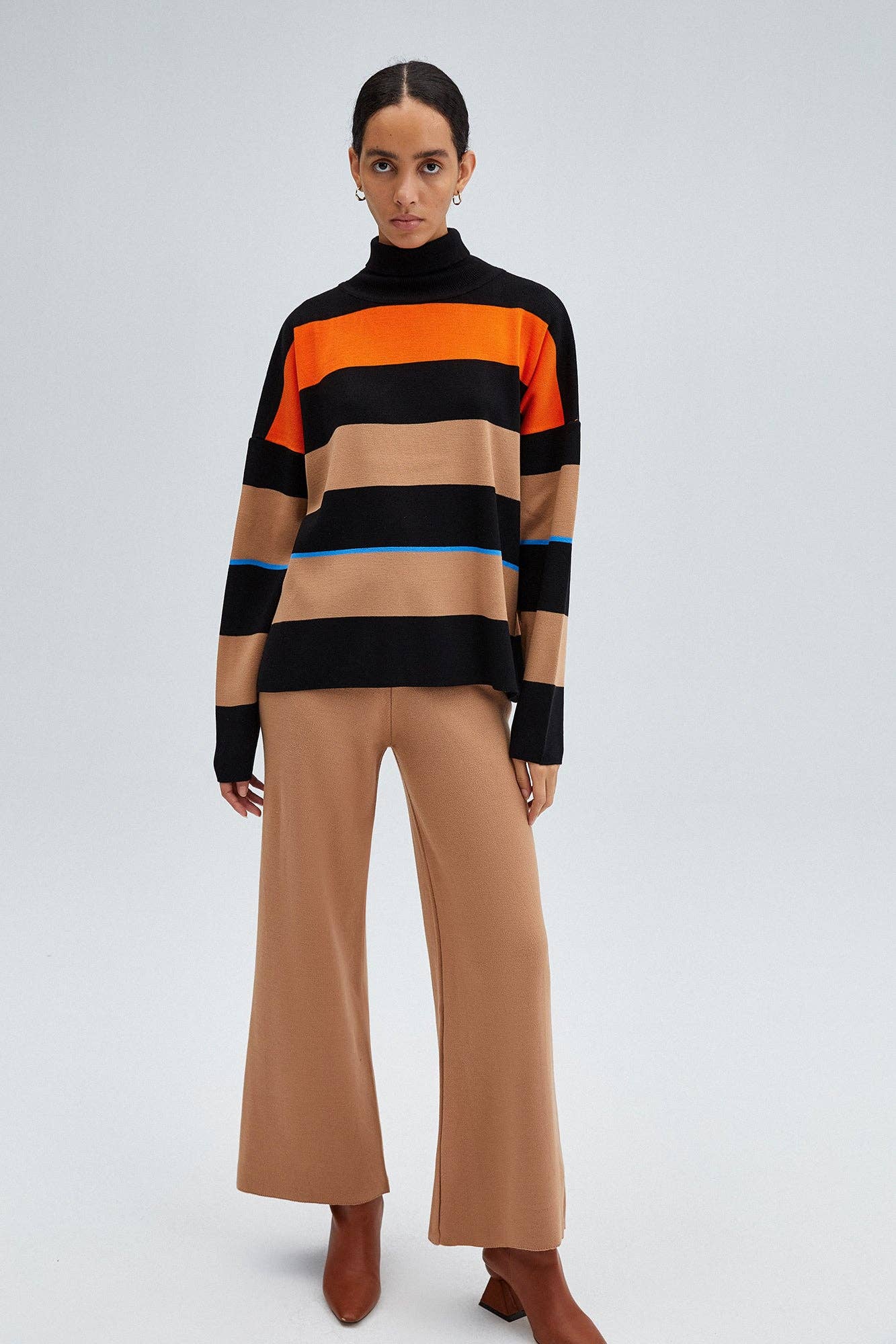 Striped turtleneck knit jumper