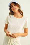 Pointelle Short Sleeve Top