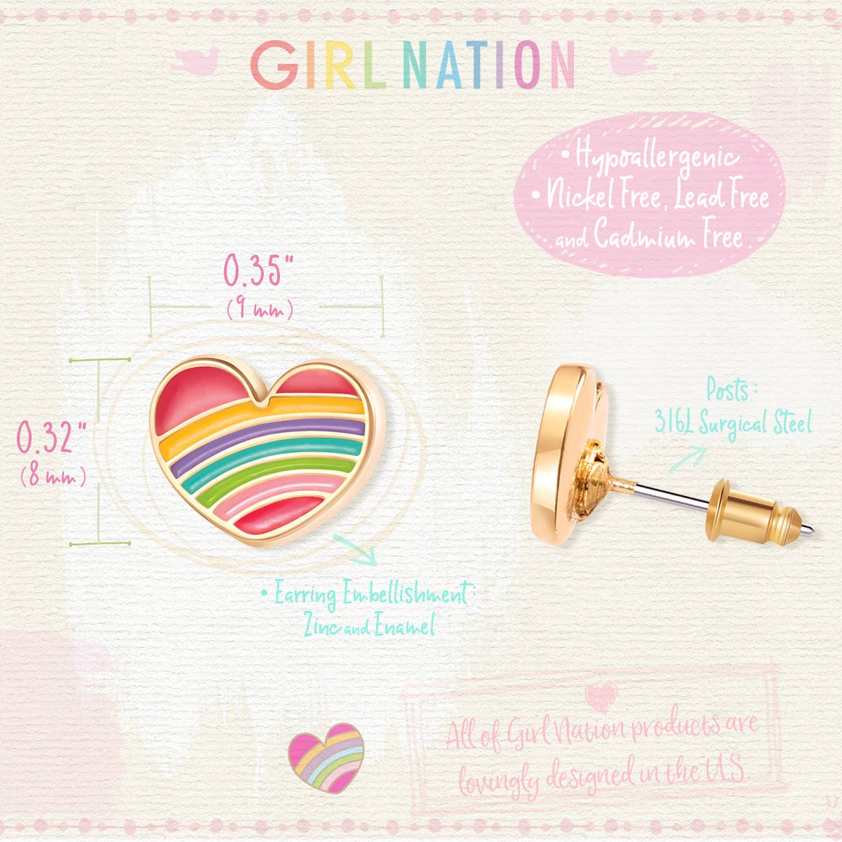 Rainbow Heart | stud earrings