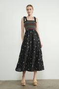 Embroidiered Smocked Bodice Floral Dress