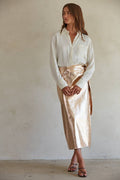 Wrap Midi Skirt | Rose Gold