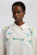 Linen Shirt with Embroidery | Cream