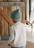 Berlin Merino Beanie | Green and Blue Stripe