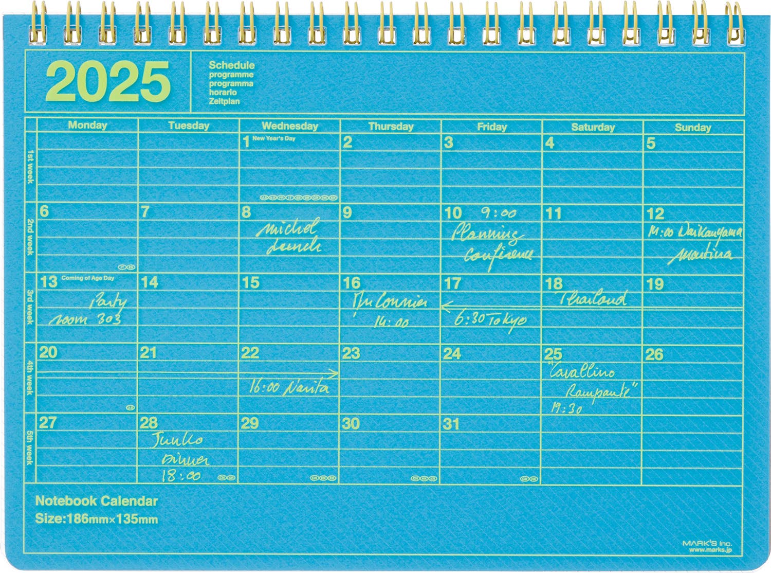 Notebook Calendar 2025 | Black & Neon Blue