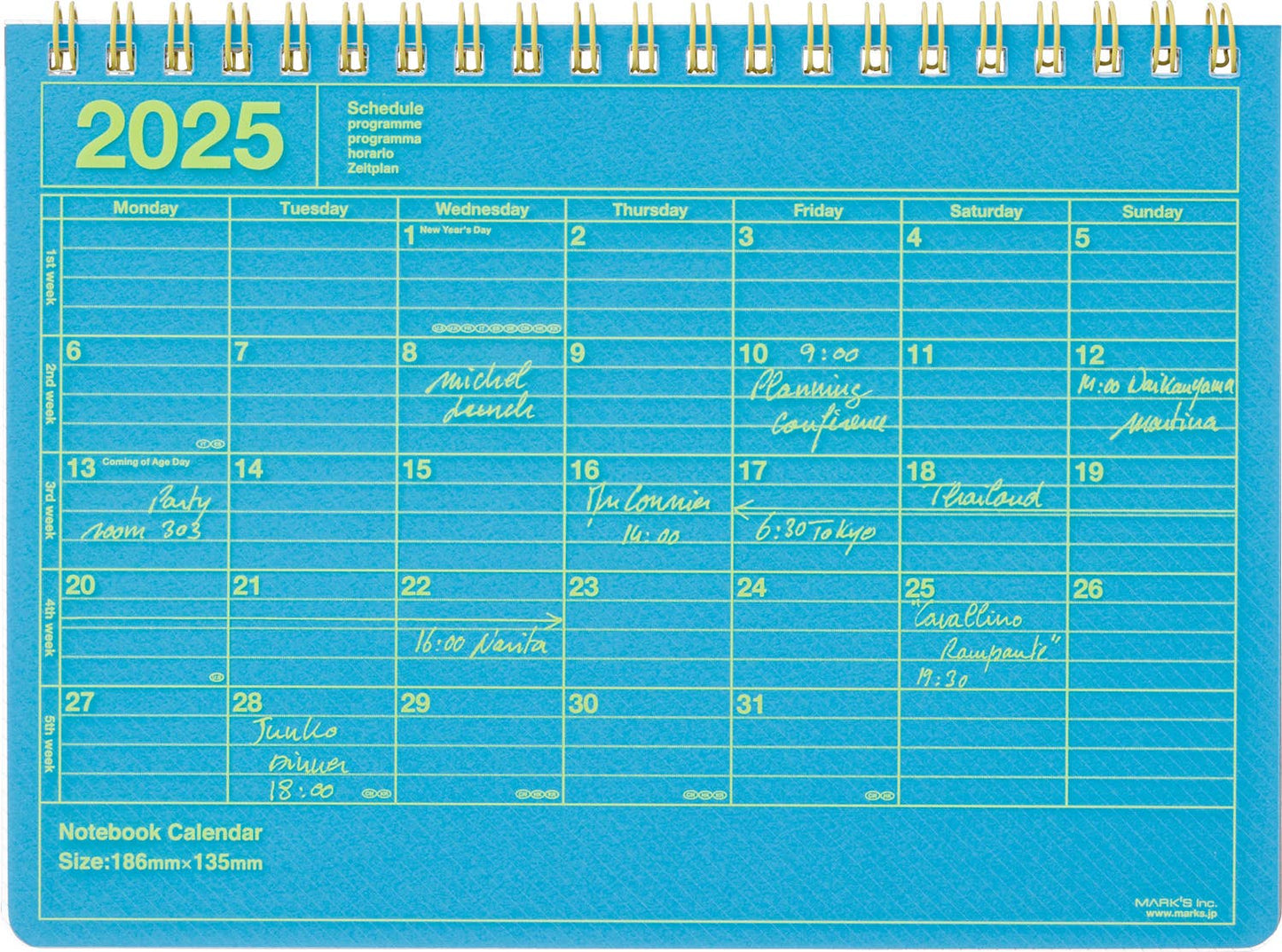 Notebook Calendar 2025 | Black & Neon Blue