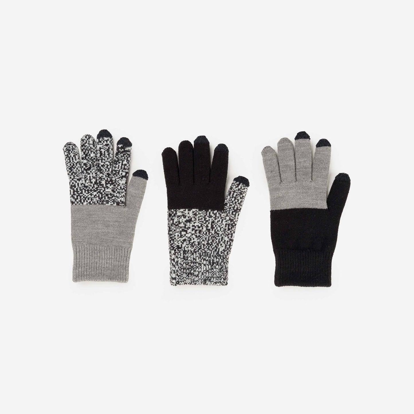 Pair and Spare Knit Touchscreen Gloves | Black Grey