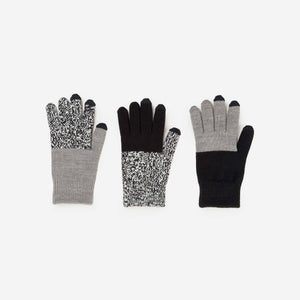 Pair and Spare Knit Touchscreen Gloves | Black Grey