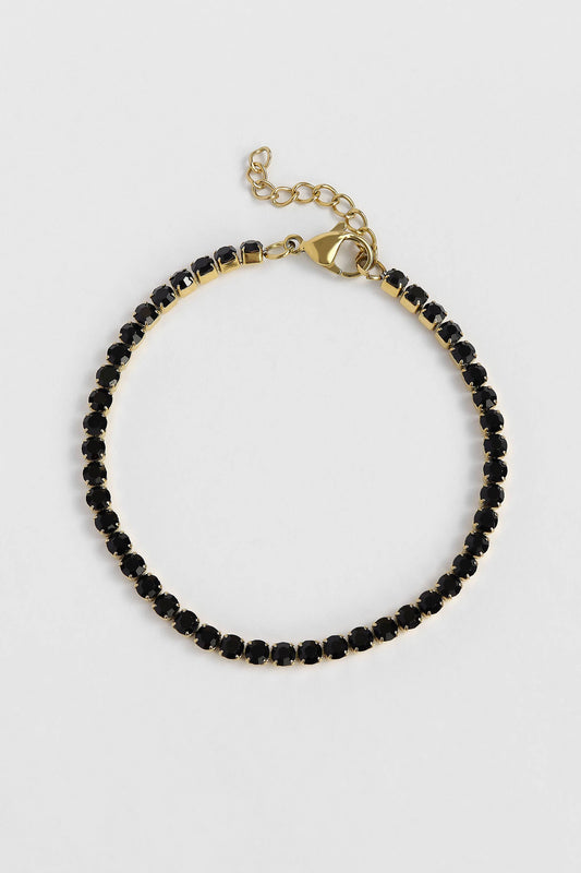 Black Tennis Chain Bracelet | Gold