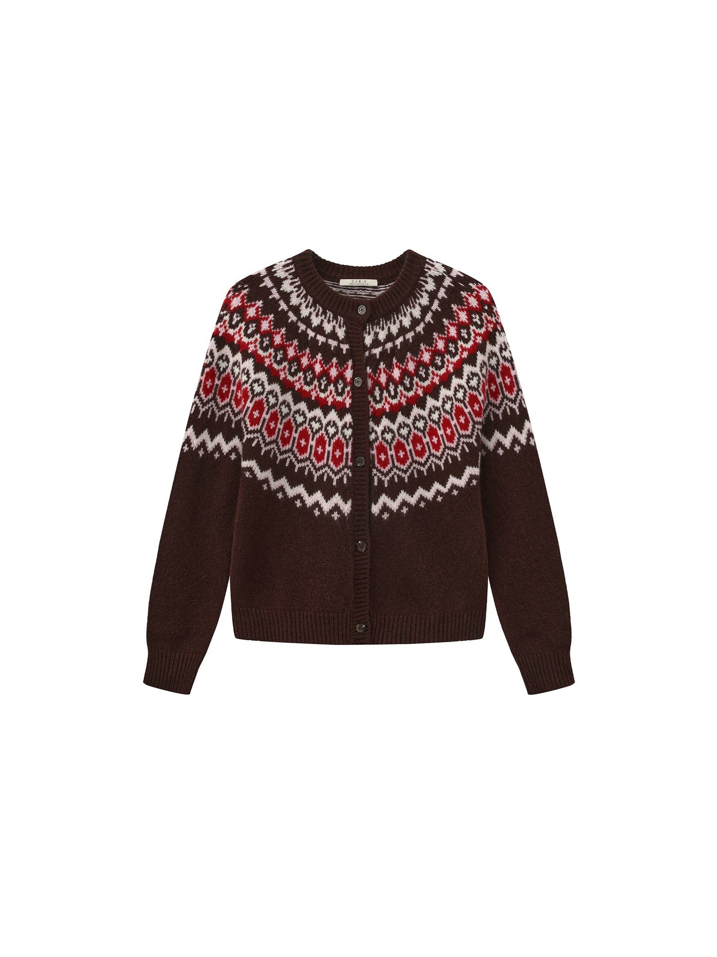 Fair Isle Knit Cardigan | 100% Wool