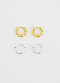 Twist Dual Huggie Hoops