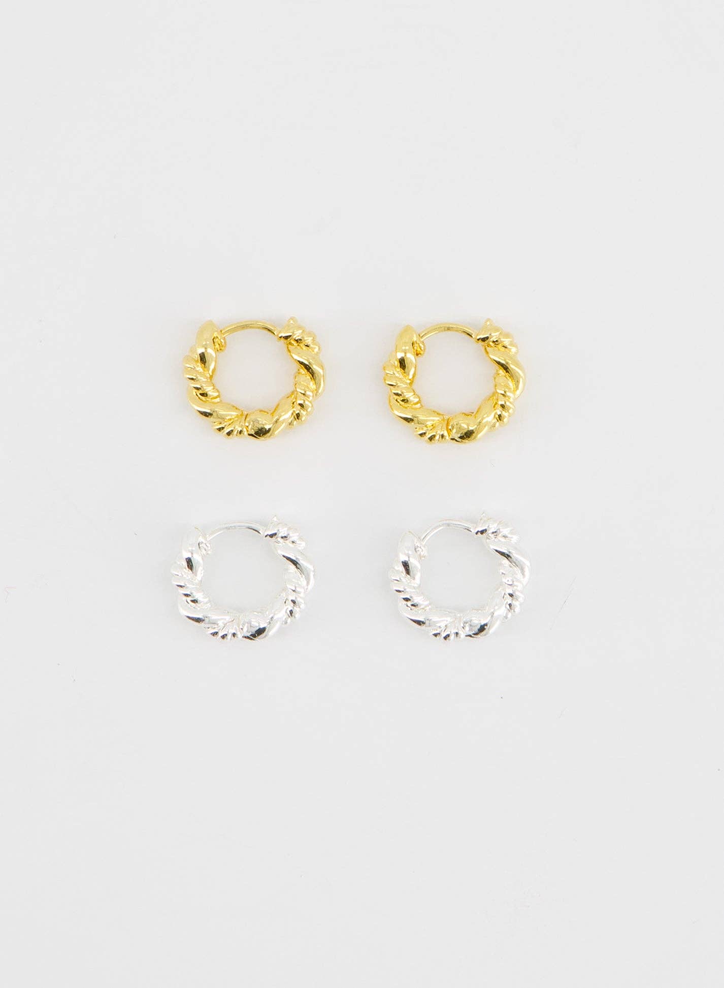 Twist Dual Huggie Hoops