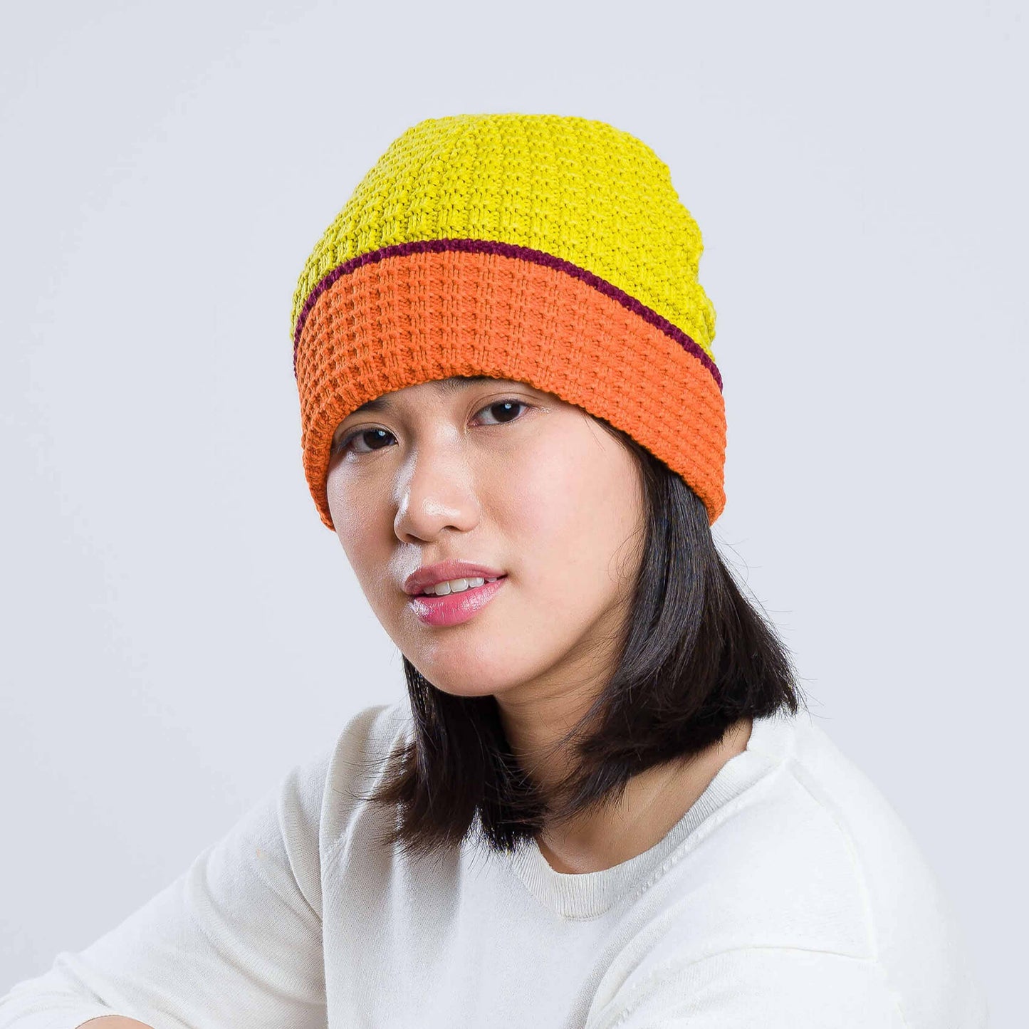 Waffle Knit Beanie | Golden Olive Wine