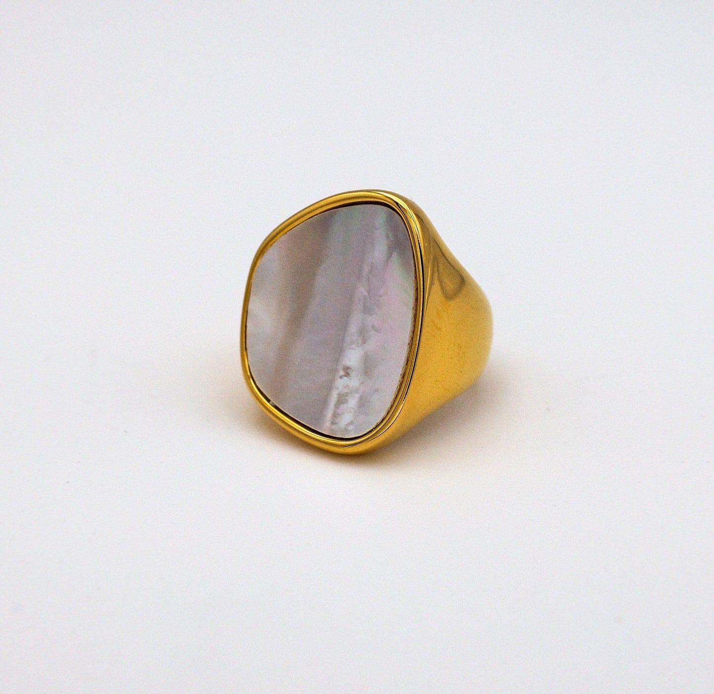 Mother of Pearl | Large Gold Ring