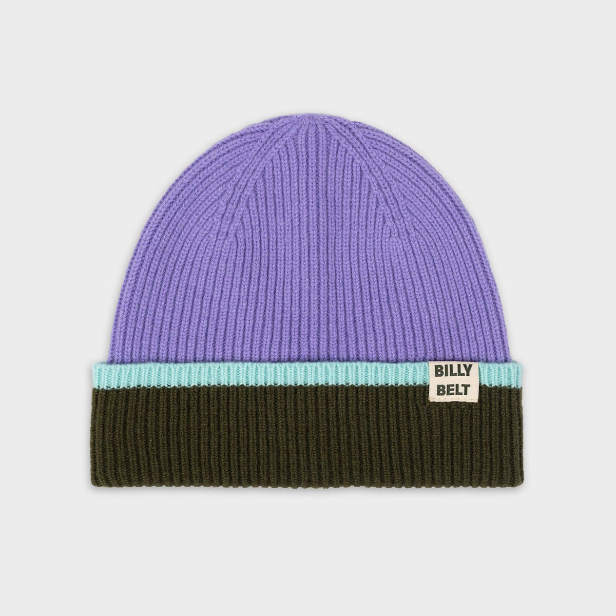 Wool Beanie | Purple Khaki & Mint