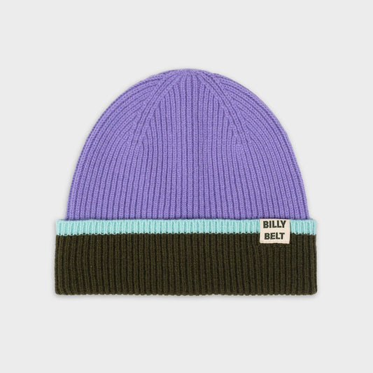 Wool Beanie | Purple Khaki & Mint
