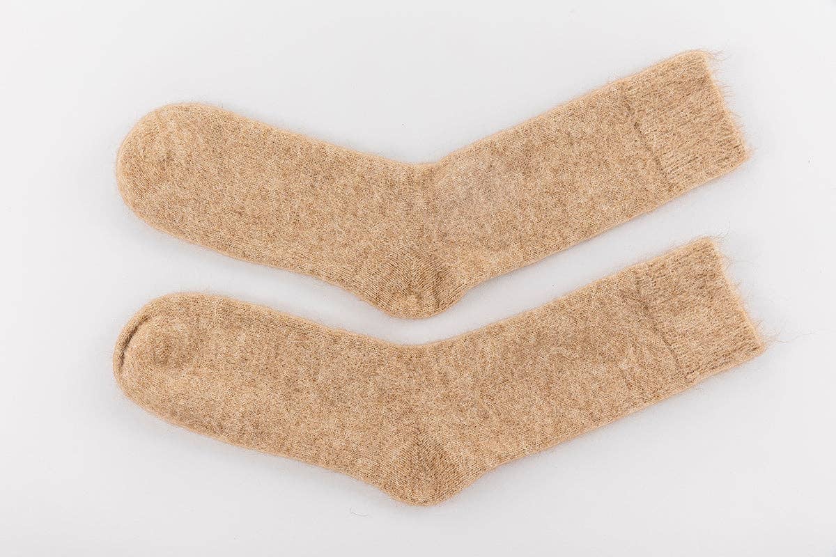 Ultra Soft Alpaca Bed Socks | Undyed Fawn