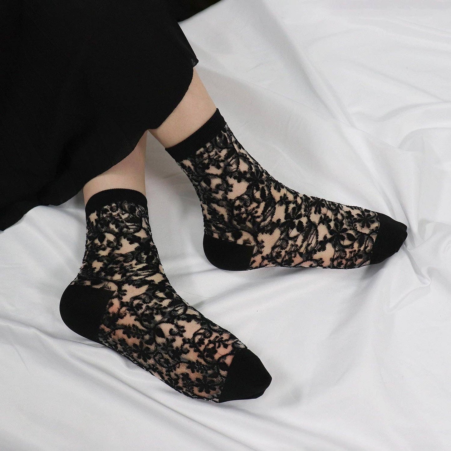 Women's Crew Sock | Sheer Patterned