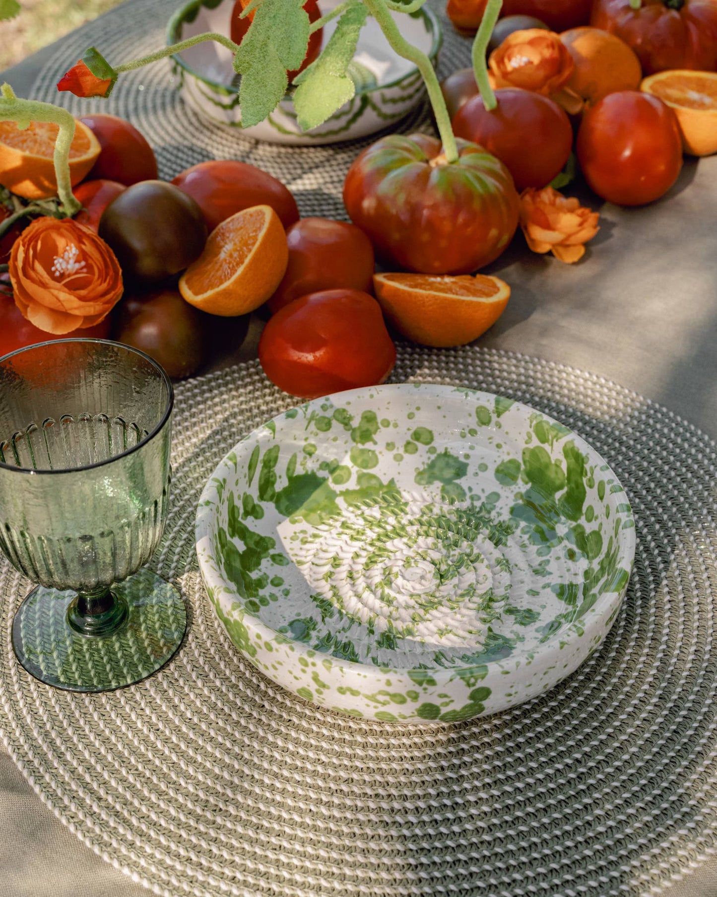 Large Pottery Grater Plate | Moss