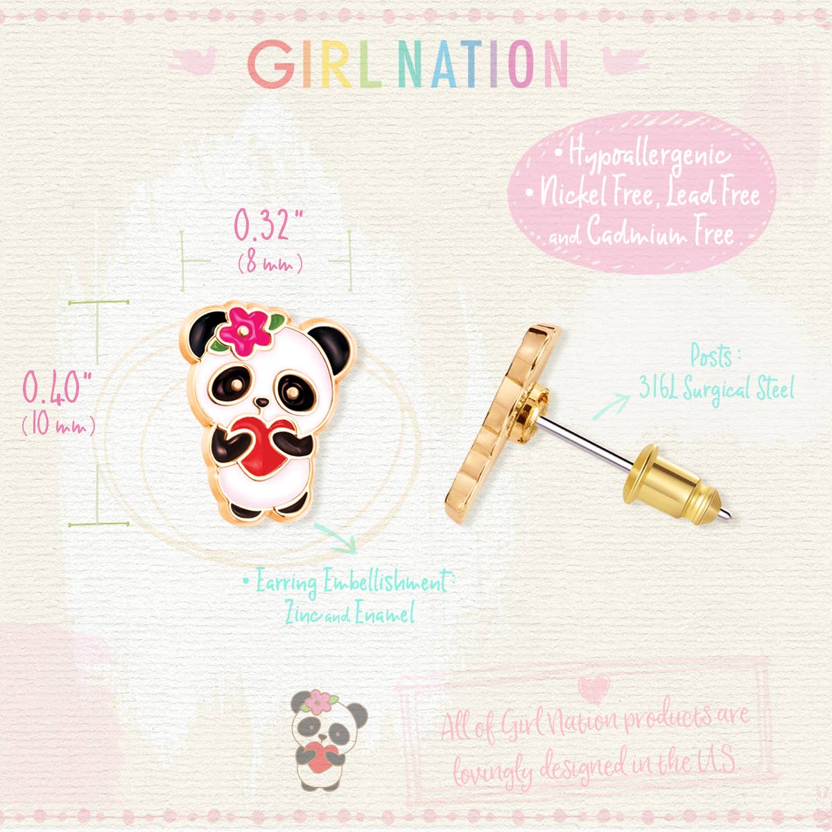Panda Love | Stud Earrings