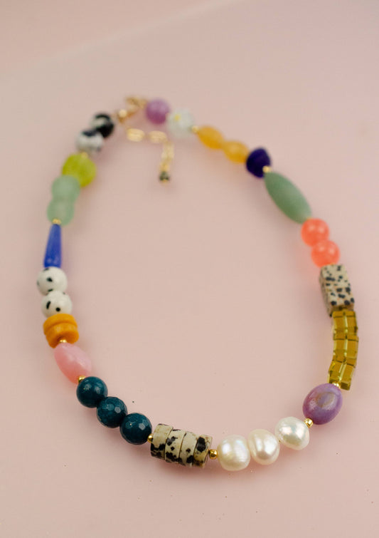 Pearl Beaded Necklace | Multicoloured