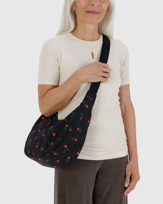 Medium Crescent Bag | Painted Wildflowers