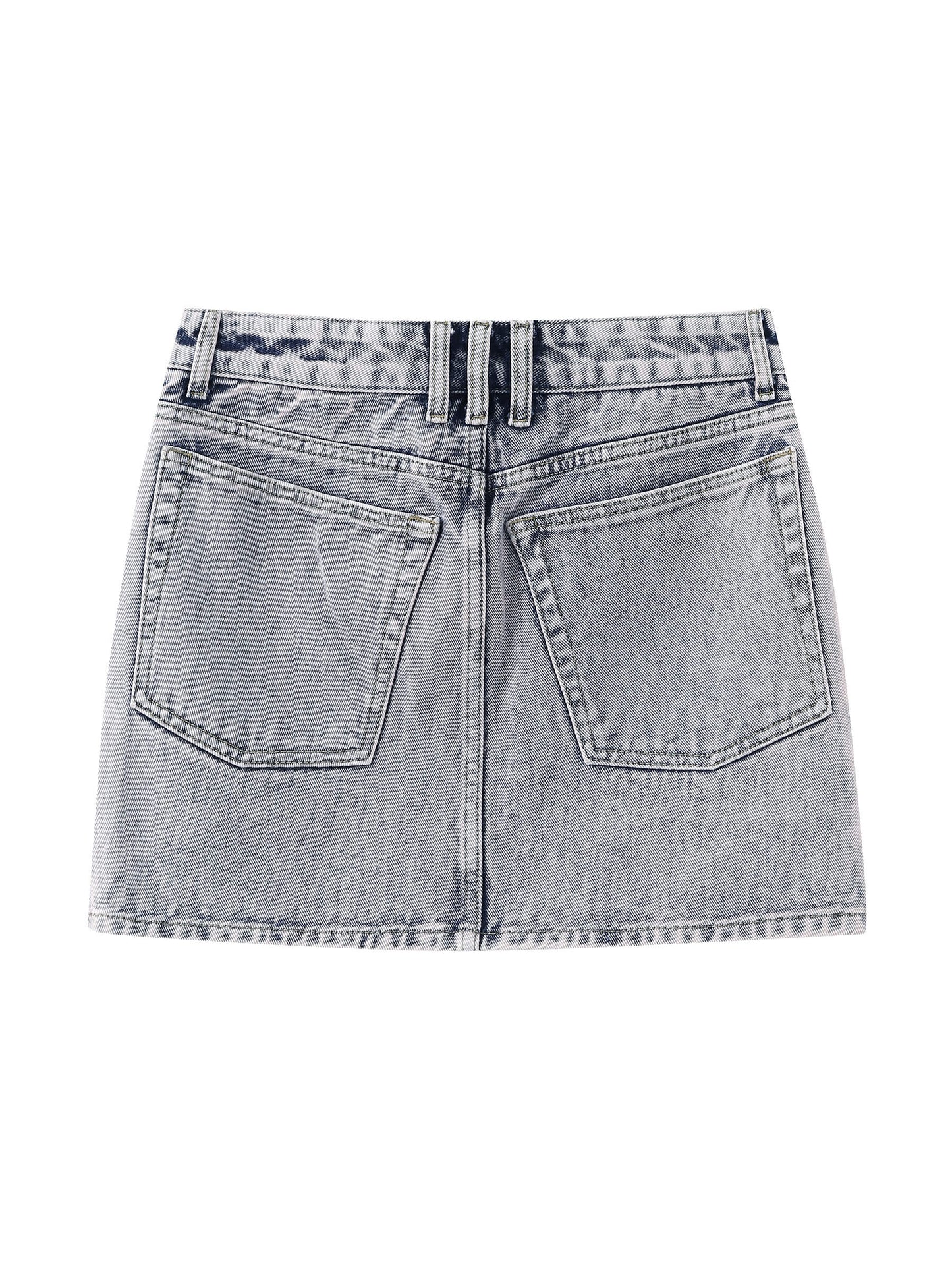 Acid Wash Denim Mini Skirt
