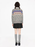 Geometric Patterned Jacquard Knit Sweater